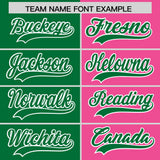 Custom Kelly Green Pink Four Squares Design Performance Polo Shirt