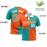 Custom Orange Aqua Four Squares Design Performance Polo Shirt