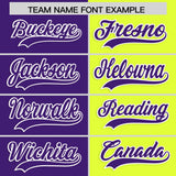 Custom Purple Fluorescent Green Four Squares Design Performance Polo Shirt