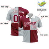 Custom Crimson Silver Four Squares Design Performance Polo Shirt
