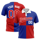 Custom Red Royal Four Squares Design Performance Polo Shirt