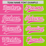 Custom Pink Neon Green Four Squares Design Performance Polo Shirt