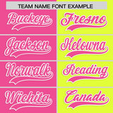 Custom Pink Fluorescent Green Four Squares Design Performance Polo Shirt