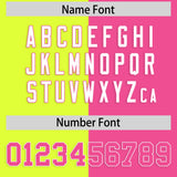 Custom Pink Fluorescent Green Four Squares Design Performance Polo Shirt