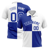 Custom White Royal Four Squares Design Performance Polo Shirt