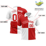 Custom White Red Four Squares Design Performance Polo Shirt