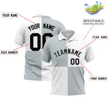Custom Silver White Four Squares Design Performance Polo Shirt