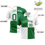 Custom Kelly Green White Four Squares Design Performance Polo Shirt