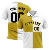 Custom Old Gold White Four Squares Design Performance Polo Shirt
