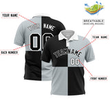 Custom Black Silver Four Squares Design Performance Polo Shirt