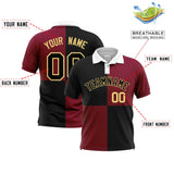 Custom Black Crimson Four Squares Design Performance Polo Shirt