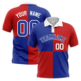 Custom Royal Red Four Squares Design Performance Polo Shirt
