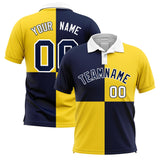 Custom Navy Gold Four Squares Design Performance Polo Shirt
