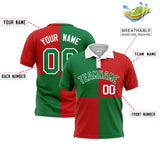 Custom Kelly Green Red Four Squares Design Performance Polo Shirt