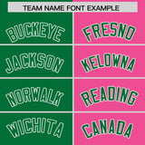 Custom Kelly Green Pink Four Squares Design Performance Polo Shirt
