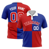 Custom Red Royal Four Squares Design Performance Polo Shirt