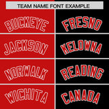Custom Red Black Four Squares Design Performance Polo Shirt