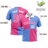 Custom Pink Light Blue Four Squares Design Performance Polo Shirt