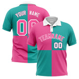 Custom Purple Aqua Four Squares Design Performance Polo Shirt