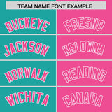 Custom Aqua Pink Four Squares Design Performance Polo Shirt