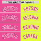 Custom Pink Fluorescent Green Four Squares Design Performance Polo Shirt