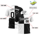 Custom White Black Four Squares Design Performance Polo Shirt