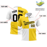 Custom Gold White Four Squares Design Performance Polo Shirt