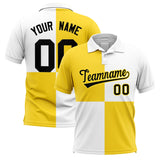 Custom Gold White Four Squares Design Performance Polo Shirt