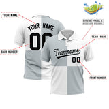 Custom Silver White Four Squares Design Performance Polo Shirt