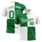 Custom Kelly Green White Four Squares Design Performance Polo Shirt
