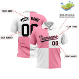 Custom Light Pink White Four Squares Design Performance Polo Shirt
