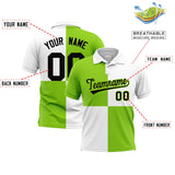 Custom Neon Green White Four Squares Design Performance Polo Shirt