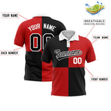Custom Black Red Four Squares Design Performance Polo Shirt