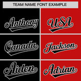 Custom Black Red Four Squares Design Performance Polo Shirt