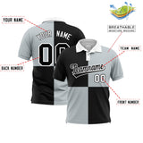 Custom Black Silver Four Squares Design Performance Polo Shirt