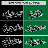 Custom Black Kelly Green Four Squares Design Performance Polo Shirt