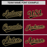 Custom Black Crimson Four Squares Design Performance Polo Shirt