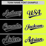 Custom Black Fluorescent Green Four Squares Design Performance Polo Shirt