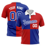 Custom Royal Red Four Squares Design Performance Polo Shirt