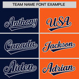 Custom Navy Orange Four Squares Design Performance Polo Shirt