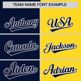 Custom Navy Gold Four Squares Design Performance Polo Shirt