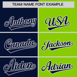 Custom Navy Neon Green Four Squares Design Performance Polo Shirt