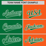 Custom Kelly Green Orange Four Squares Design Performance Polo Shirt