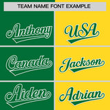 Custom Kelly Green Gold Four Squares Design Performance Polo Shirt