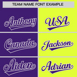 Custom Purple Fluorescent Green Four Squares Design Performance Polo Shirt