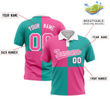 Custom Purple Aqua Four Squares Design Performance Polo Shirt