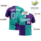 Custom Aqua Purple Four Squares Design Performance Polo Shirt