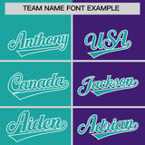 Custom Aqua Purple Four Squares Design Performance Polo Shirt