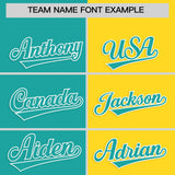 Custom Aqua Gold Four Squares Design Performance Polo Shirt