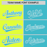 Custom Fluorescent Green Sky Blue Four Squares Design Performance Polo Shirt